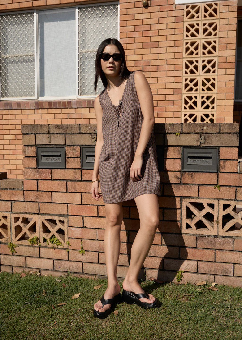 Afends Hometown Michi Recycled Mini Dress Coffee