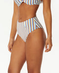 Tropics Stripe High Waist Cheeky Coverage Bikini Bottoms