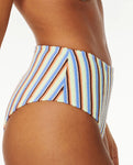 Tropics Stripe High Waist Cheeky Coverage Bikini Bottoms
