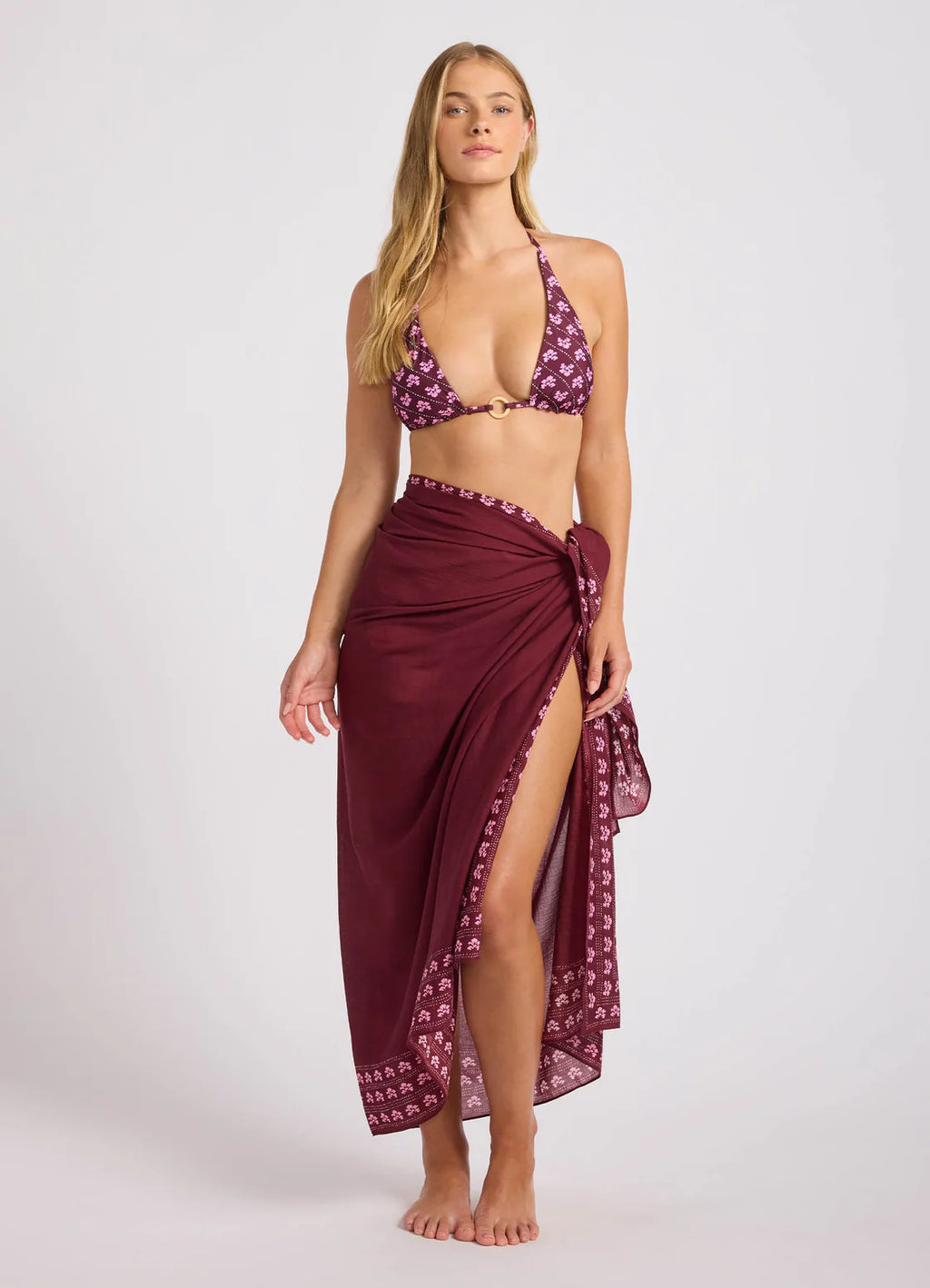 Seafolly Woodblock Sarong BatikBloom - Dark Burgundy
