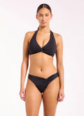 Jetset Smooth Twist Front Halter Bikini Top Black