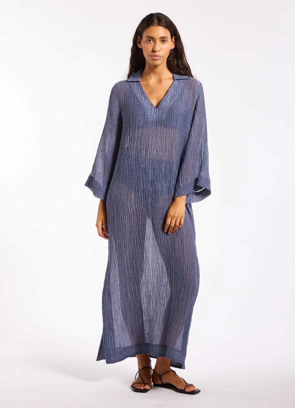 Jets Wave Gauze Sheer Full Length Cover Up