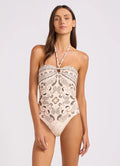 Seafolly Drift Club Bandana Bandeau One Piece Swimsuit Vanilla