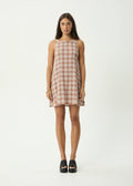 Afends Sammy Mirage Hemp Seersucker Mini Dress Desert Check
