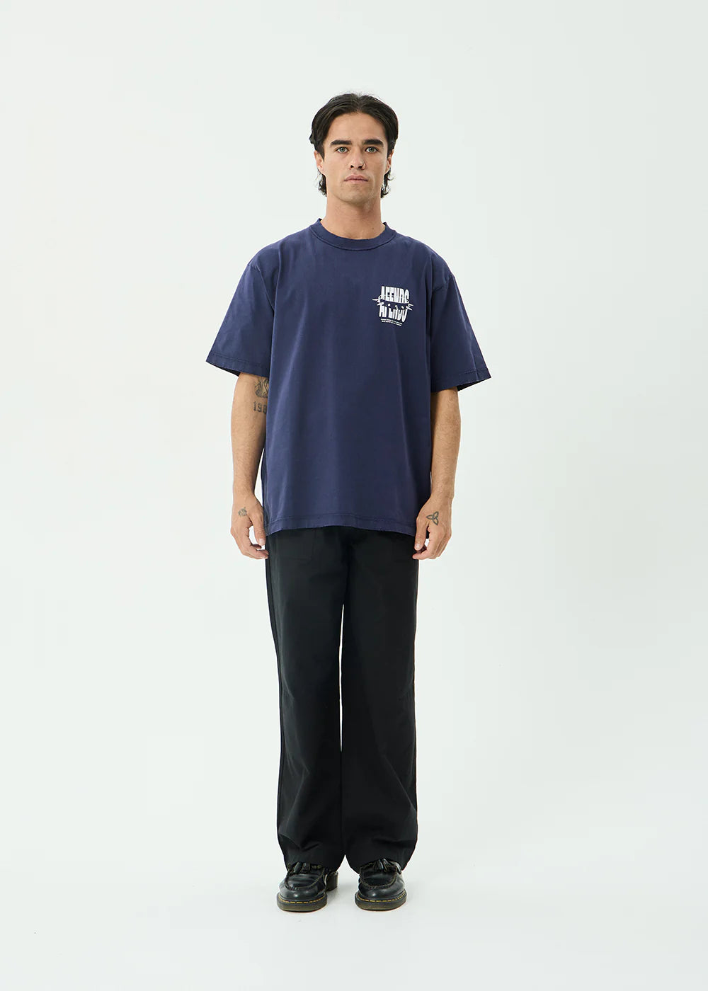 Afends Bad Dog Recycled Heavyweight Boxy Tee - Washed Deep Sea