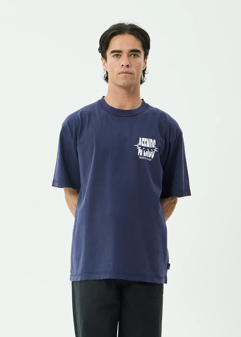 Afends Bad Dog Recycled Heavyweight Boxy Tee - Washed Deep Sea