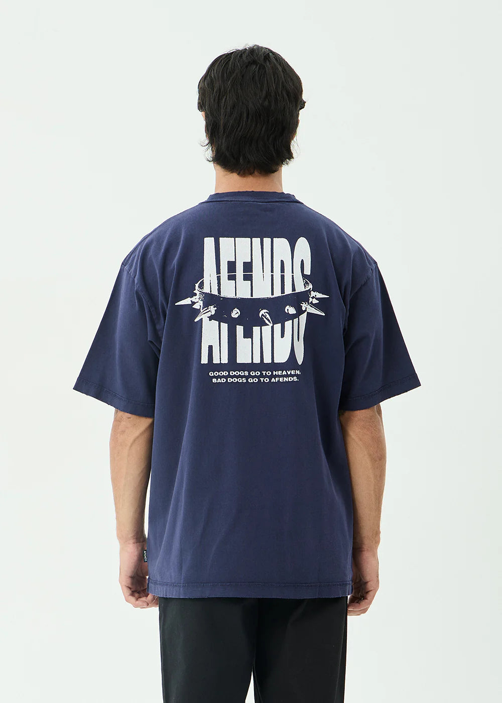 Afends Bad Dog Recycled Heavyweight Boxy Tee - Washed Deep Sea