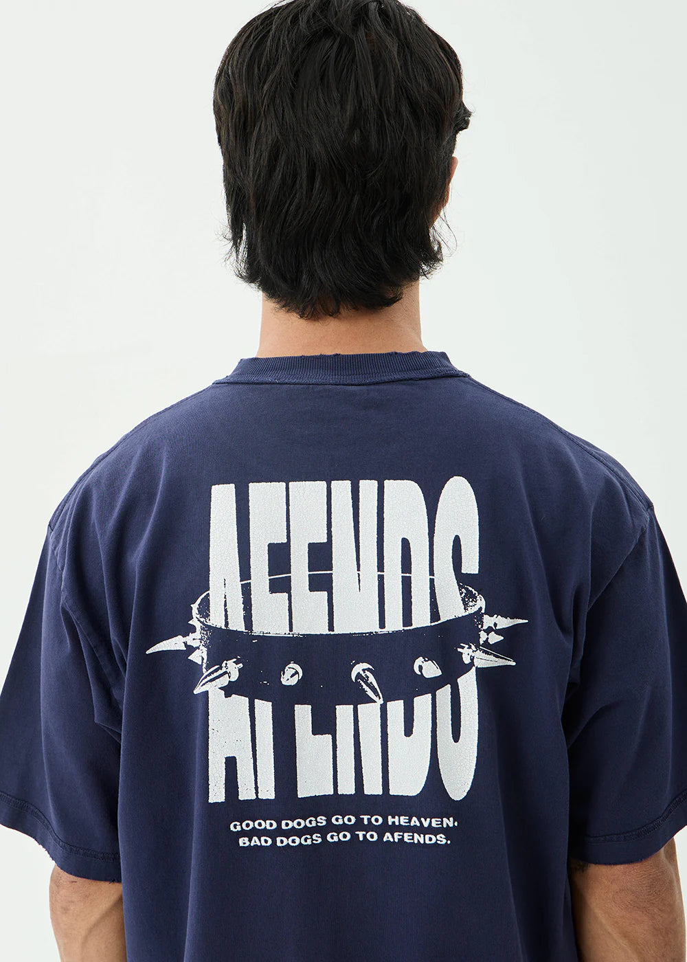 Afends Bad Dog Recycled Heavyweight Boxy Tee - Washed Deep Sea