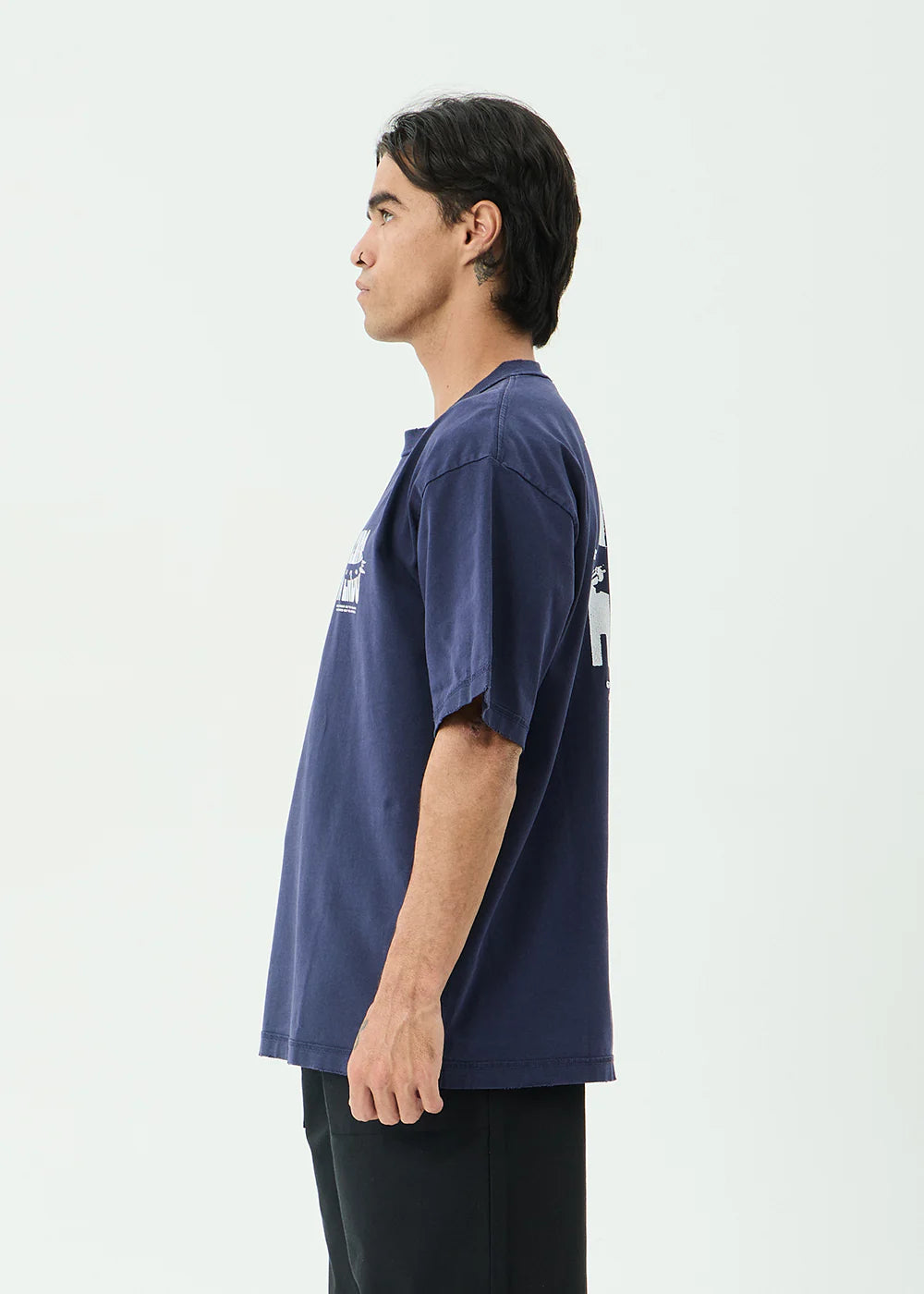 Afends Bad Dog Recycled Heavyweight Boxy Tee - Washed Deep Sea