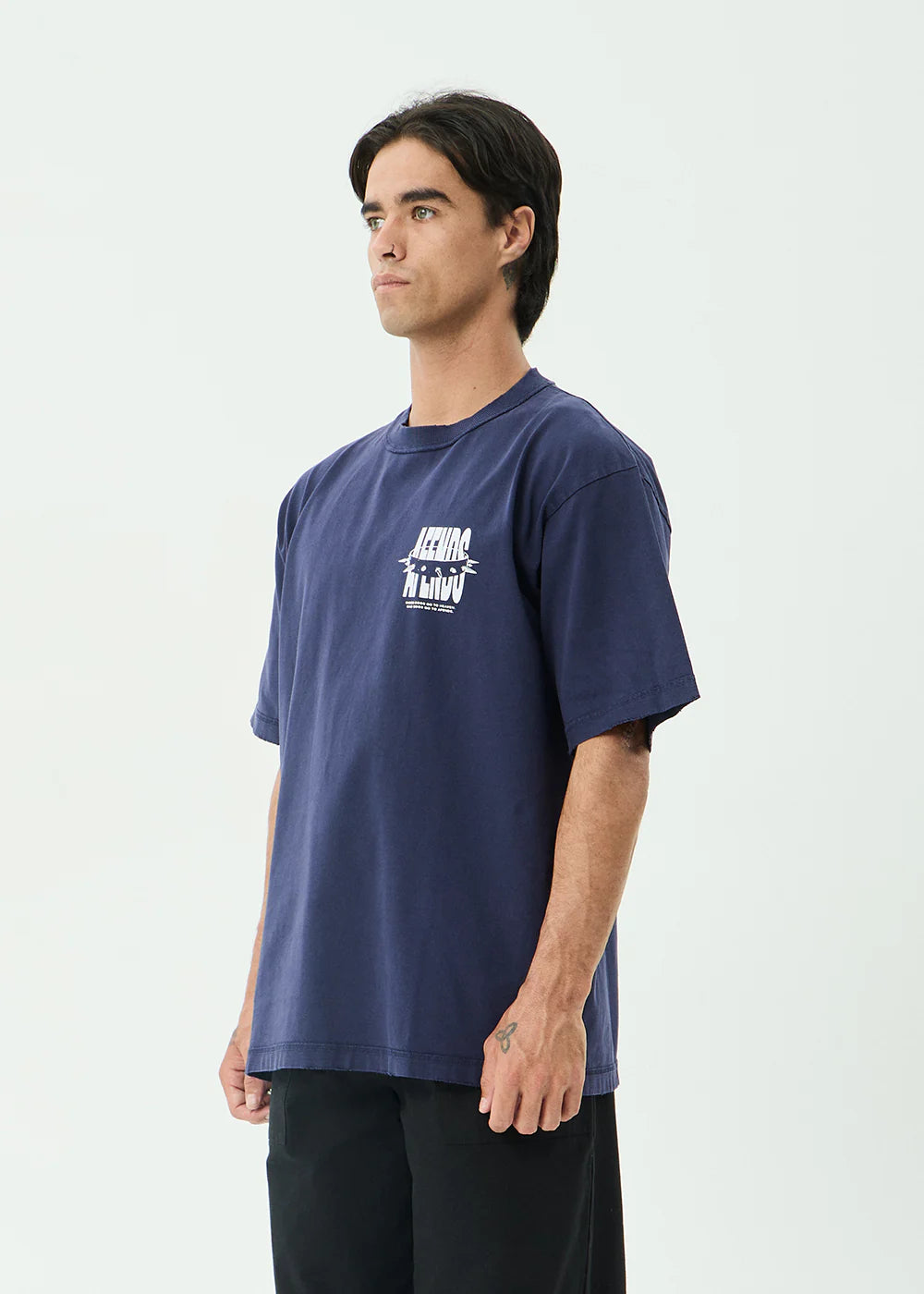 Afends Bad Dog Recycled Heavyweight Boxy Tee - Washed Deep Sea