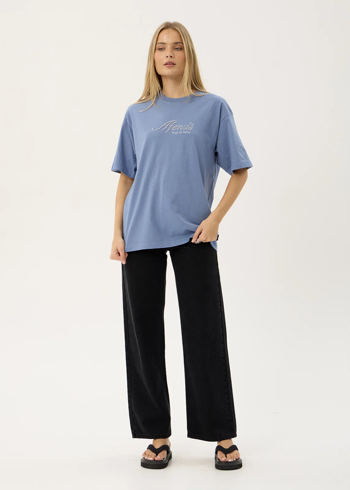 Afends Horoscope Recycled Boxy Tee - Washed Slate Blue