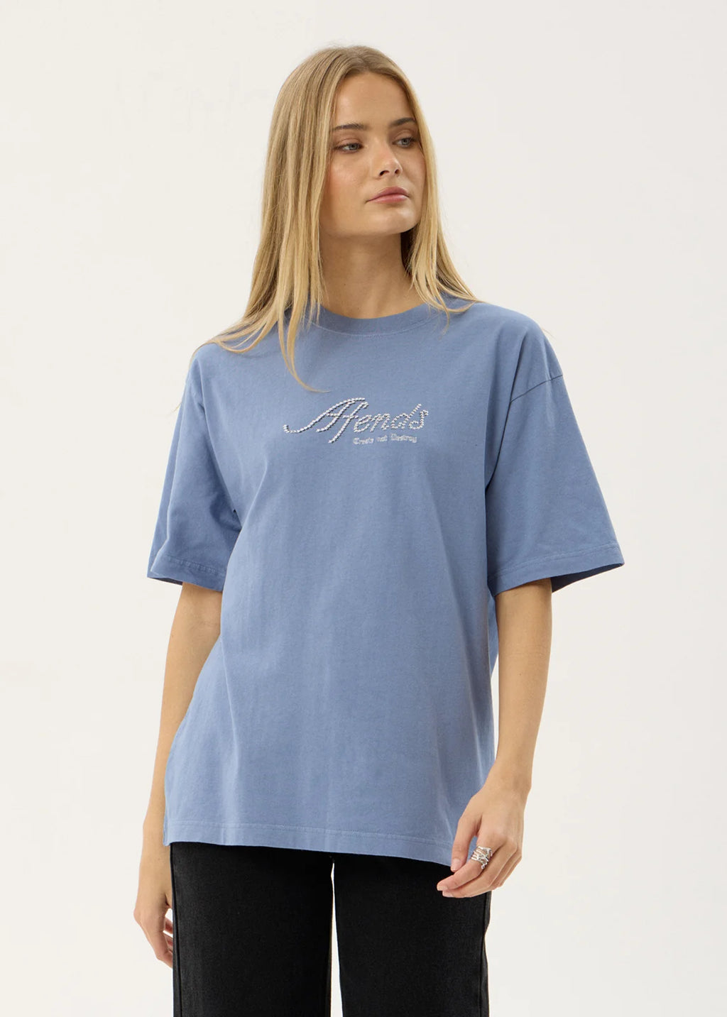Afends Horoscope Recycled Boxy Tee - Washed Slate Blue