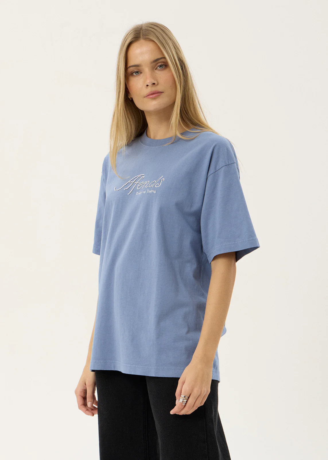 Afends Horoscope Recycled Boxy Tee - Washed Slate Blue