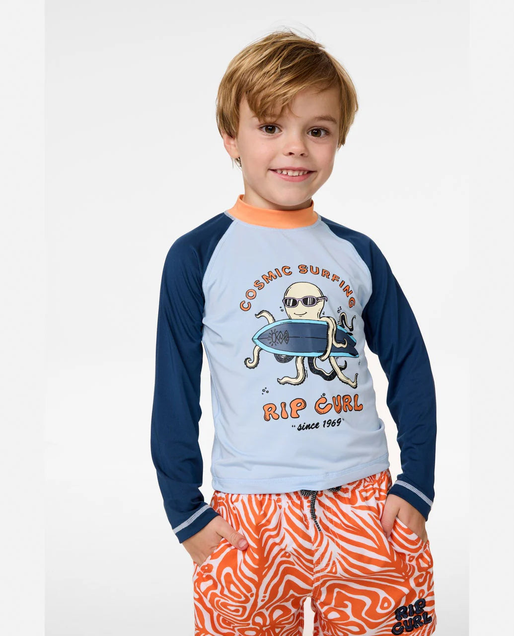 Rip Curl Cosmic Surfing UPF Long Sleeve Rash Vest Boys 1-8