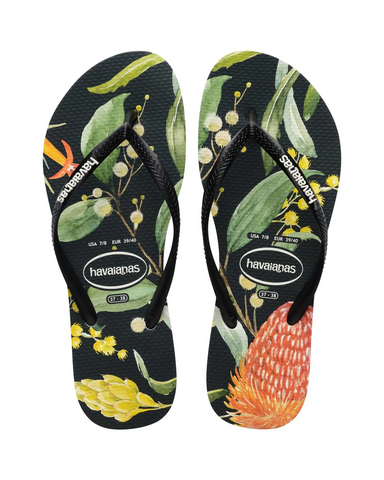 Havainas Slim Fauna Bush Flower Black