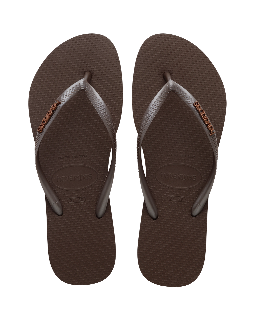 Havainas Slim Metal Logo Dark Brown