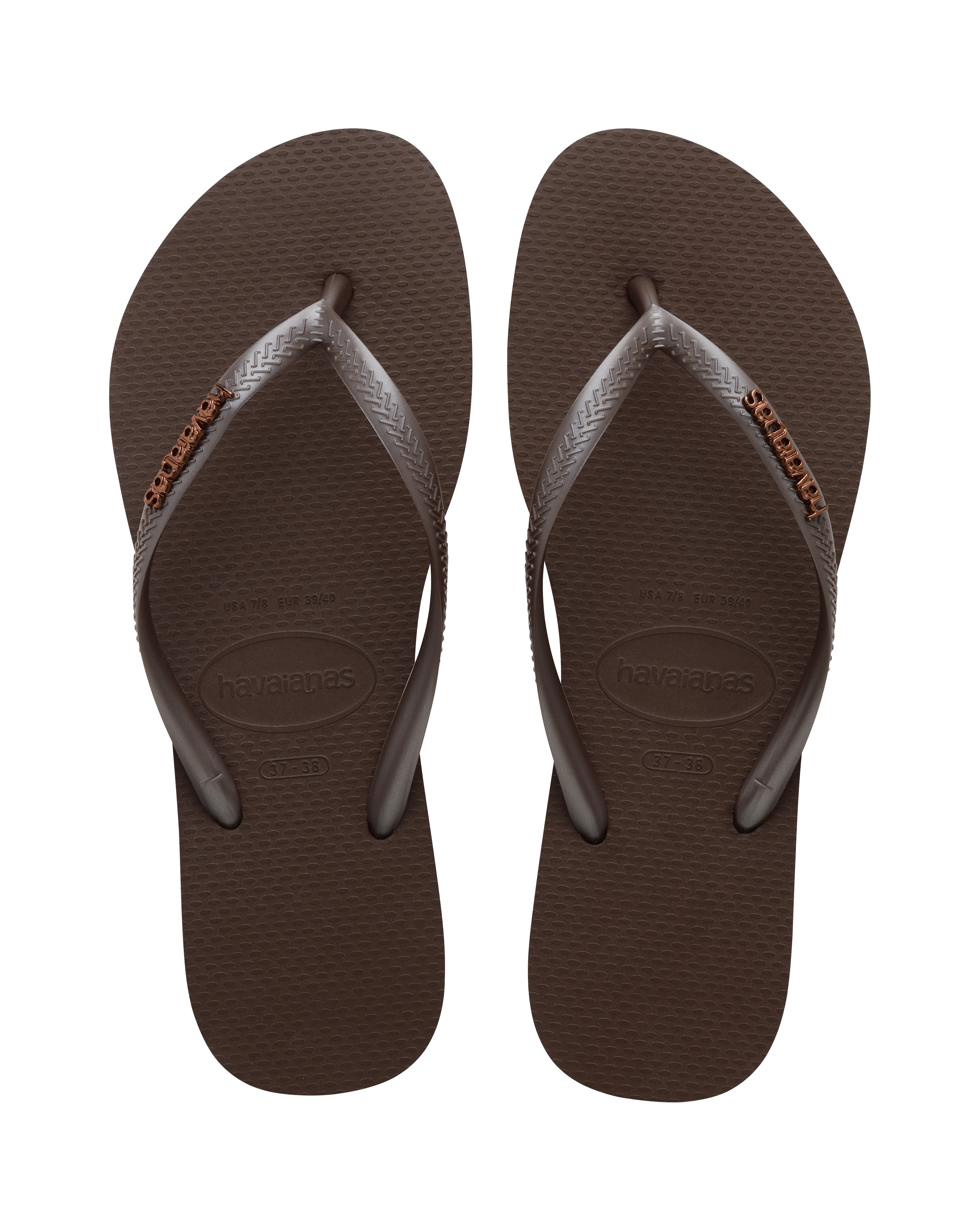 Havainas Slim Metal Logo Dark Brown