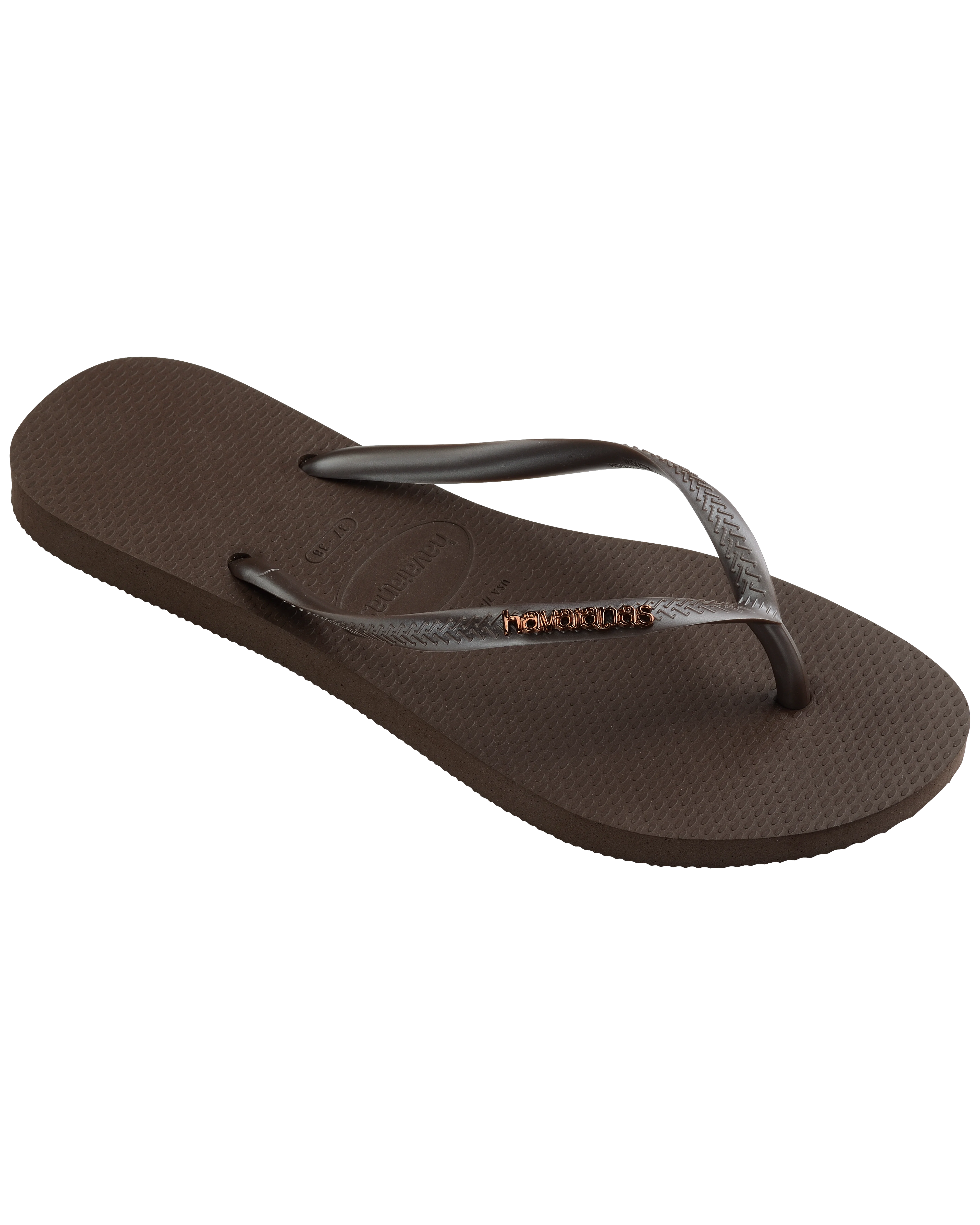 Havainas Slim Metal Logo Dark Brown