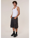 Thrills Big Slacker Denim Cargo Short - Berry Black