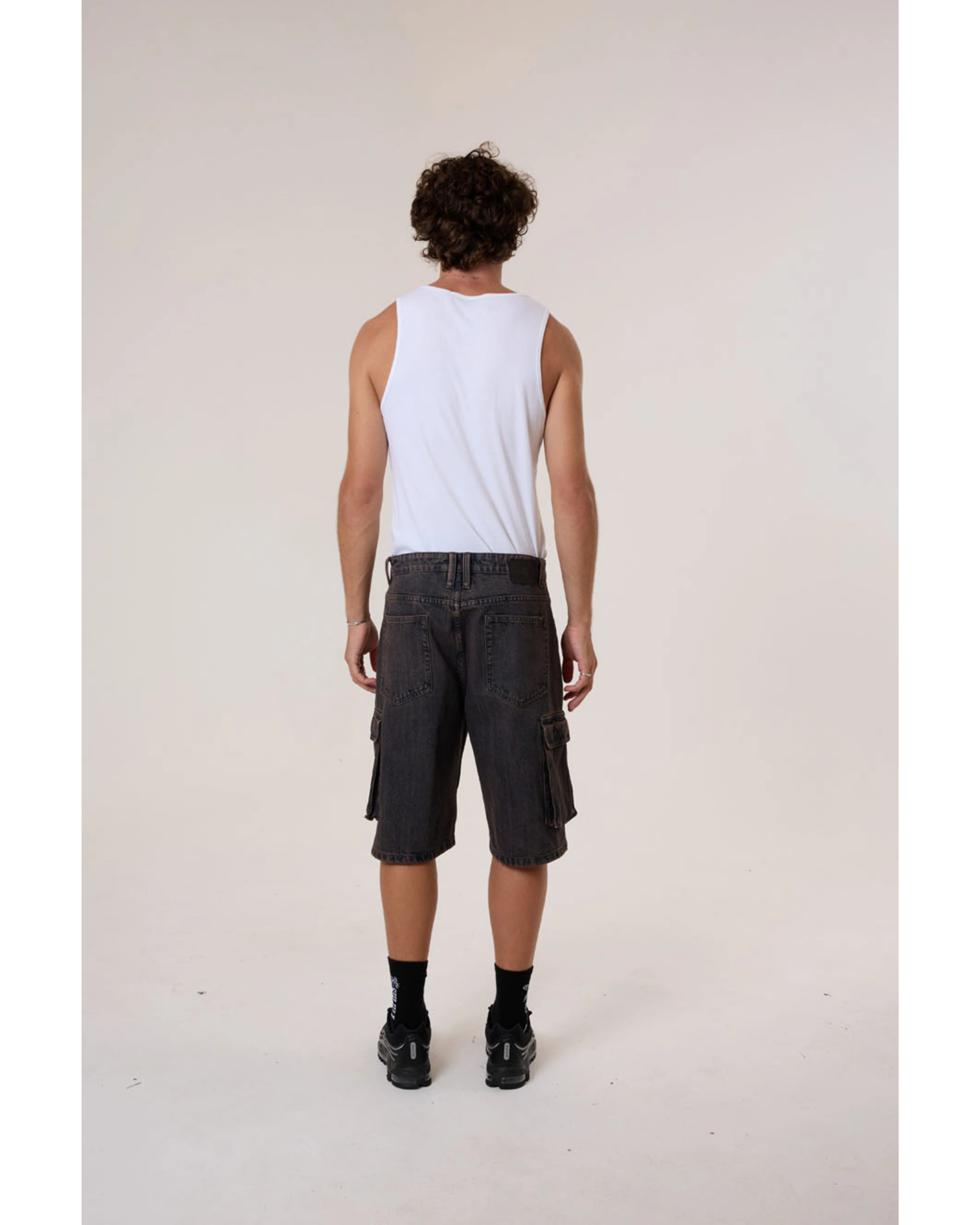 Thrills Big Slacker Denim Cargo Short - Berry Black