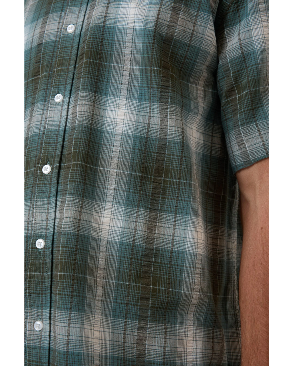 Thrills Cheap Thrills Check Short Sleeve Cropped Shirt - Tarmac