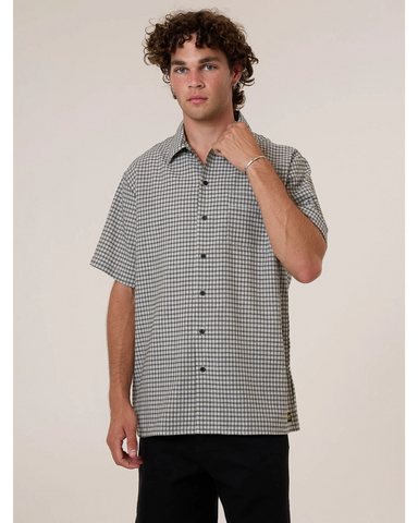 Thrills Union Short Sleeve Check Shirt - Light Stone