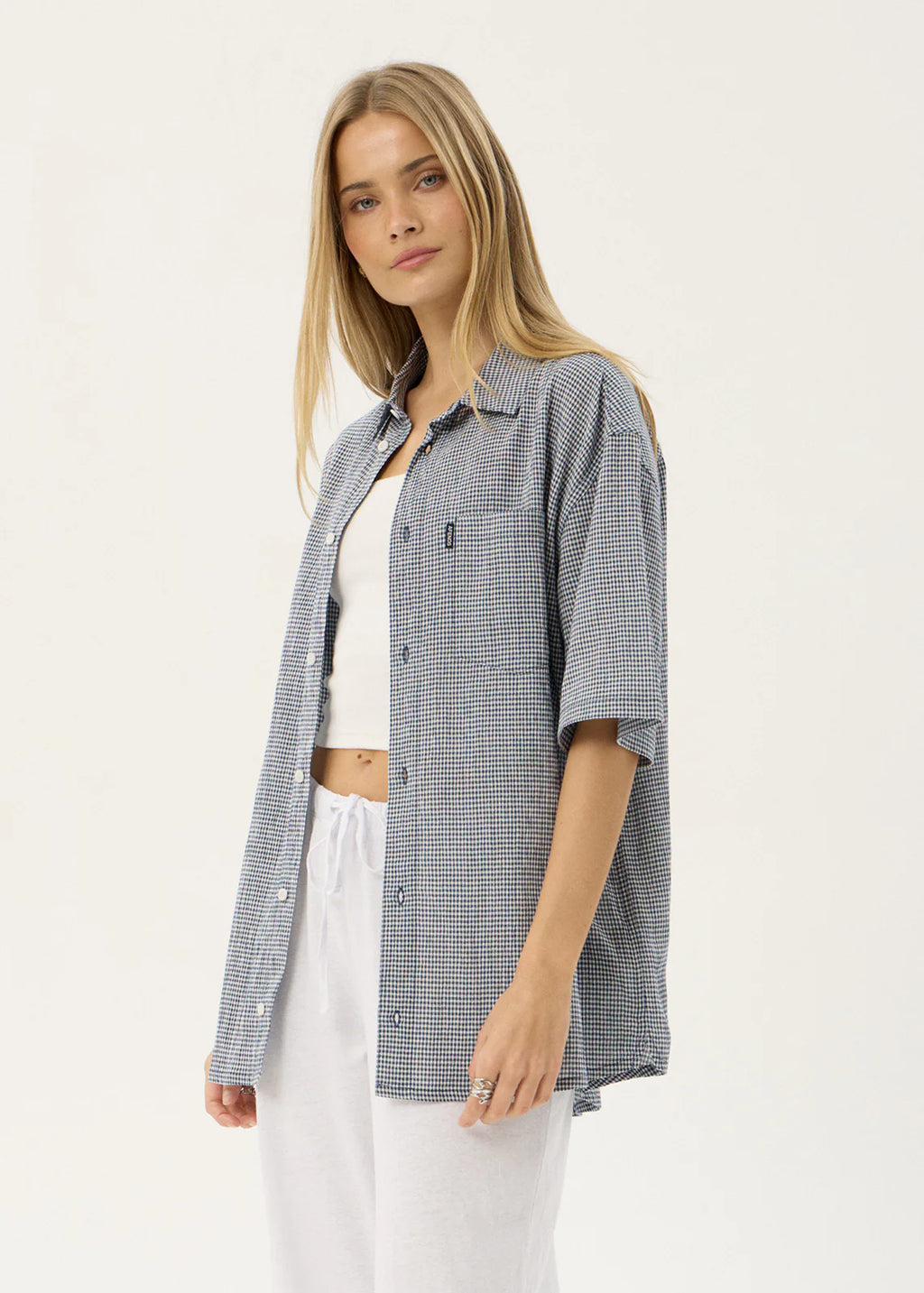 Afends Independent Hemp Short Sleeve Shirt - Navy Check