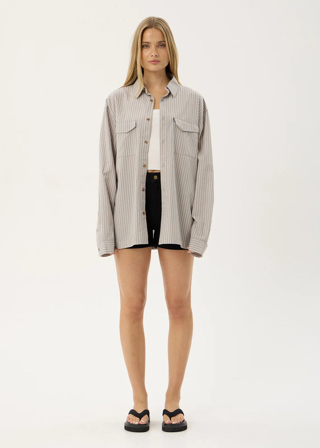 Afends Lennox Organic Short Sleeve Shirt - Olive Stripe