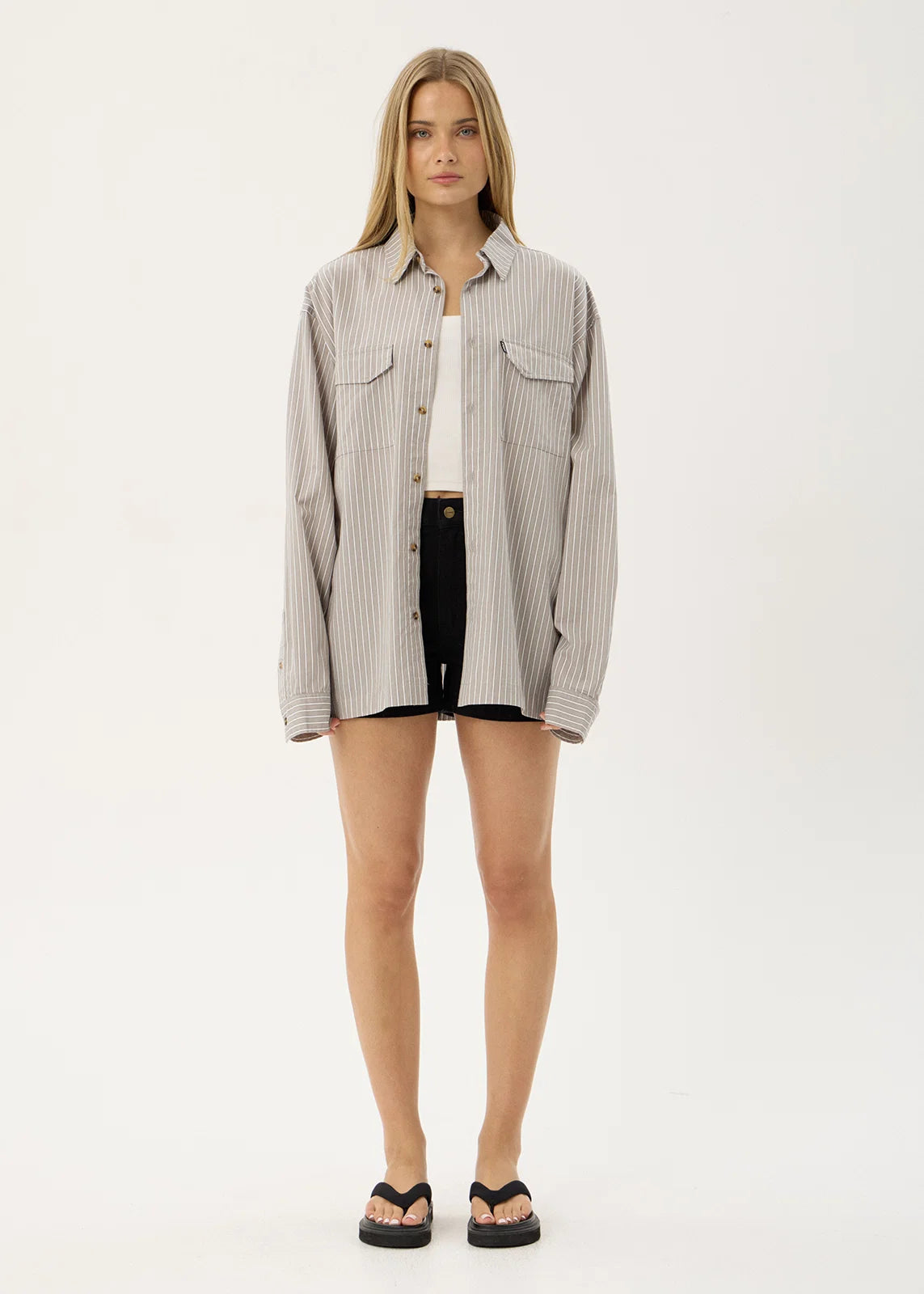 Afends Lennox Organic Short Sleeve Shirt - Olive Stripe