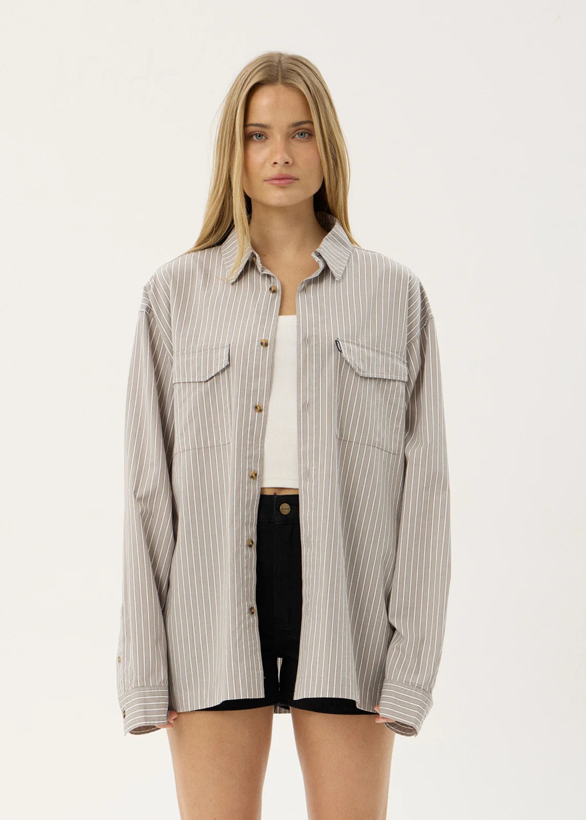Afends Lennox Organic Short Sleeve Shirt - Olive Stripe
