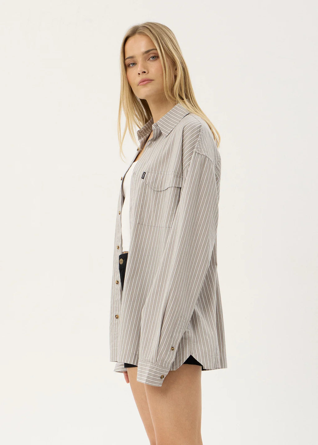 Afends Lennox Organic Short Sleeve Shirt - Olive Stripe