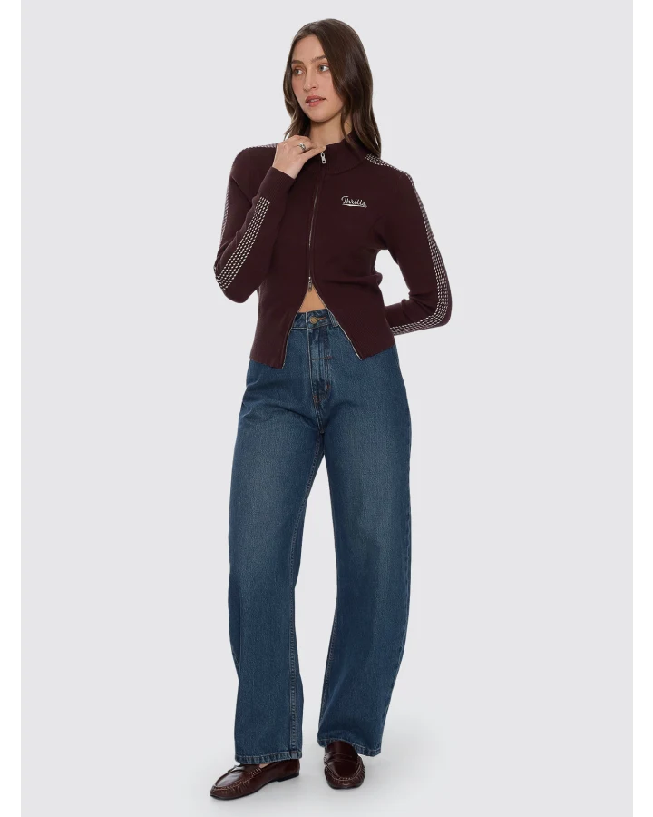 Thrills Final Call Zip Knit Sweater - Bitter Chocolate