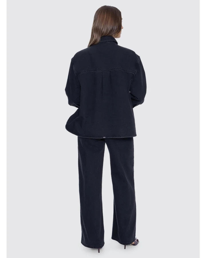 Thrills Melina Oversized Denim Shirt - Aged Black