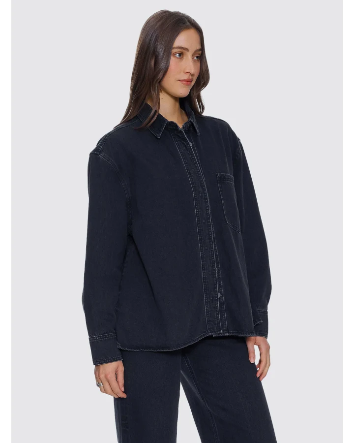 Thrills Melina Oversized Denim Shirt - Aged Black