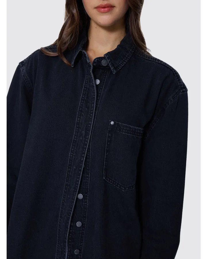 Thrills Melina Oversized Denim Shirt - Aged Black