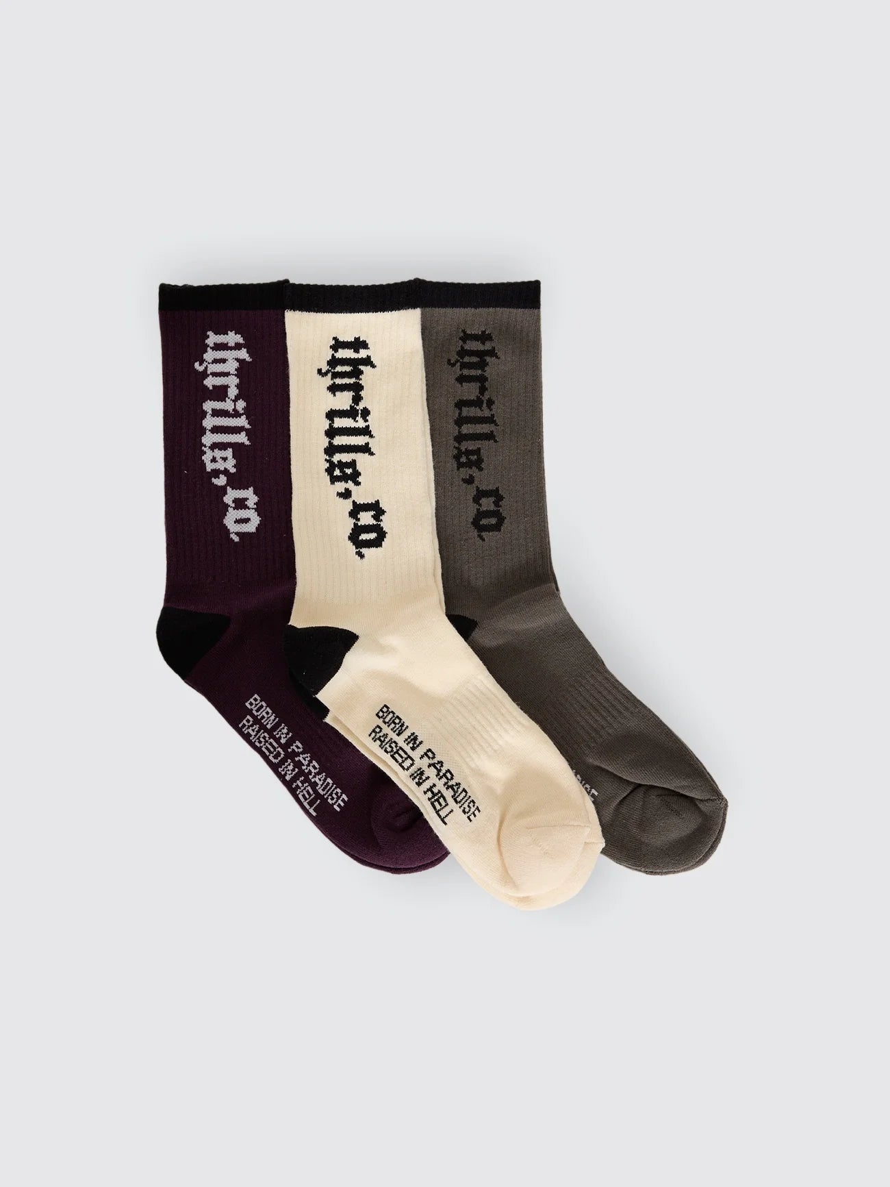 New Delusions 3 Pack Sock - Deep Purple - Ash - Dirty White