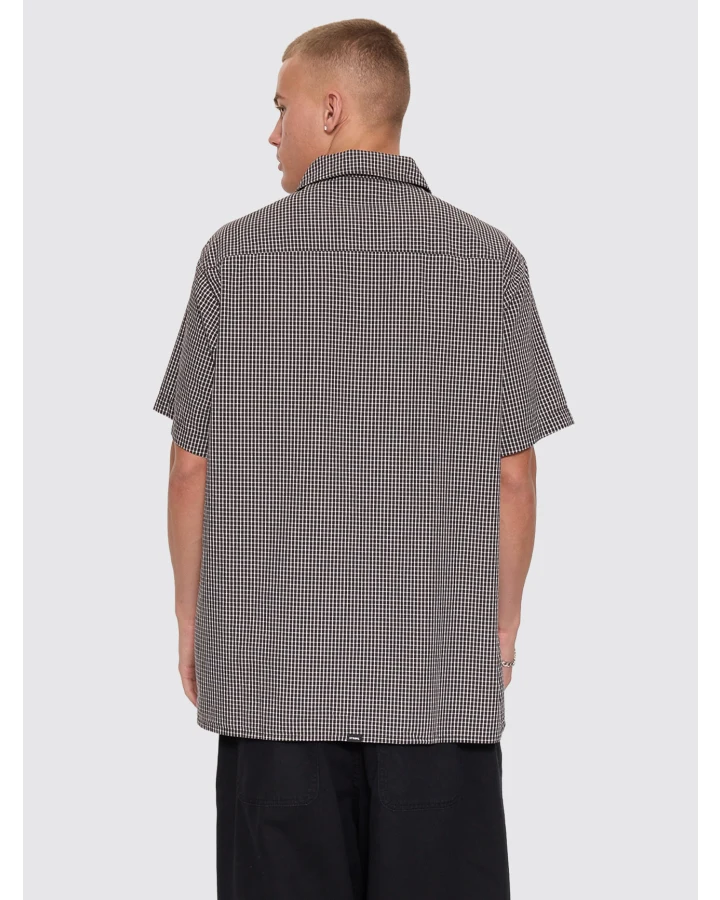 Split Decision Short Sleeve Check Shirt - Black