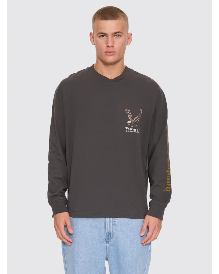 Thrills Seen & Heard Oversize Box Crop Long Sleeve Tee Dark Merch Black