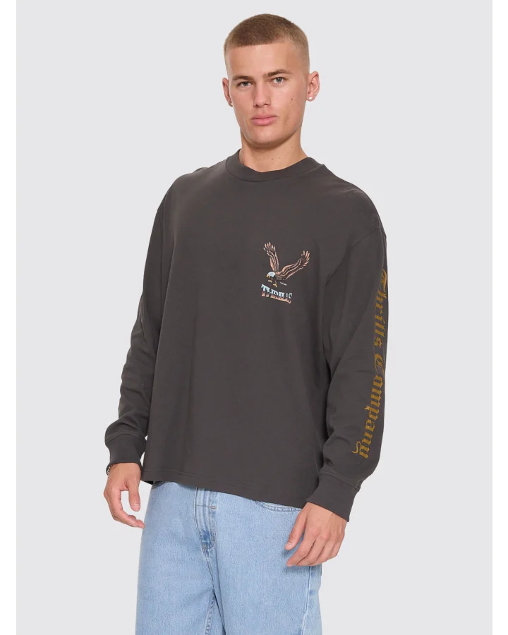 Thrills Seen & Heard Oversize Box Crop Long Sleeve Tee Dark Merch Black