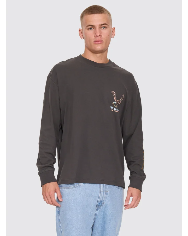 Thrills Seen & Heard Oversize Box Crop Long Sleeve Tee Dark Merch Black