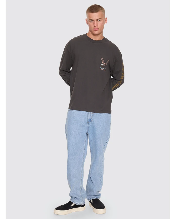 Thrills Seen & Heard Oversize Box Crop Long Sleeve Tee Dark Merch Black