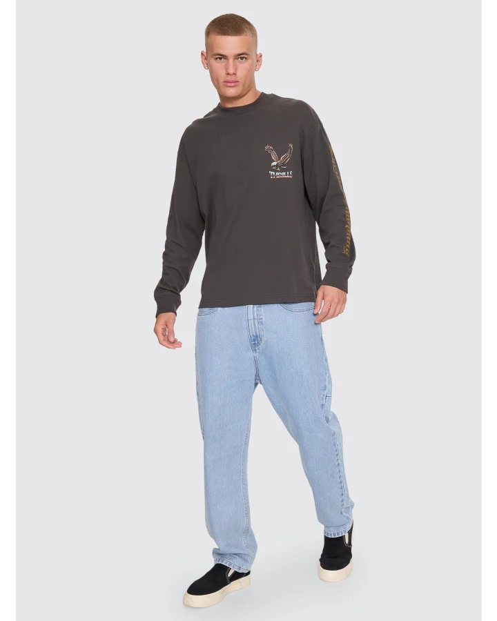 Thrills Seen & Heard Oversize Box Crop Long Sleeve Tee Dark Merch Black