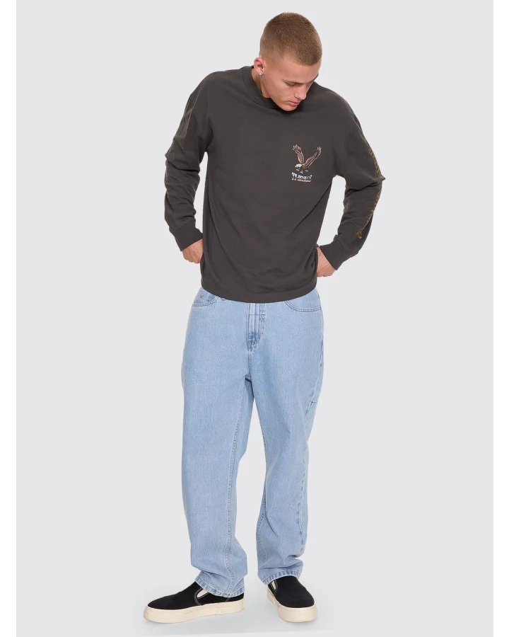 Thrills Seen & Heard Oversize Box Crop Long Sleeve Tee Dark Merch Black