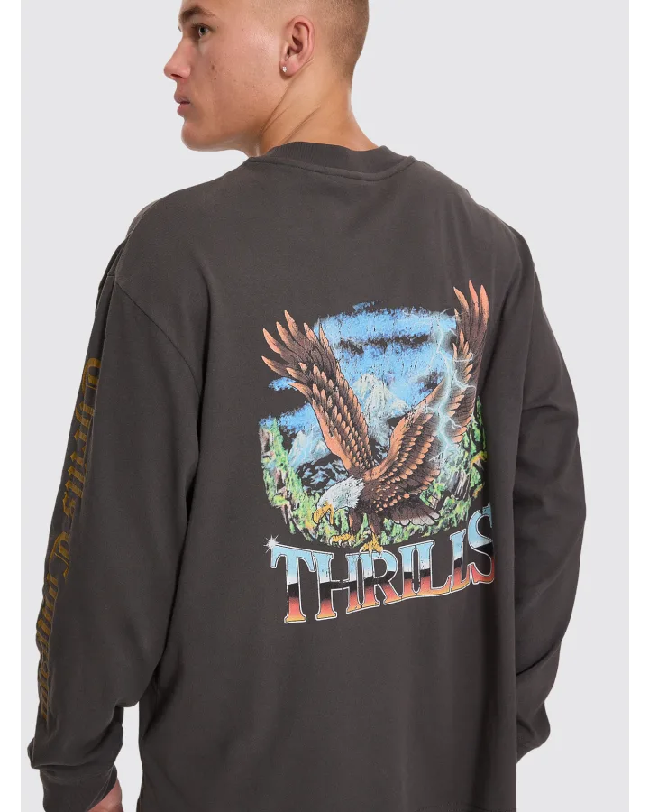 Thrills Seen & Heard Oversize Box Crop Long Sleeve Tee Dark Merch Black