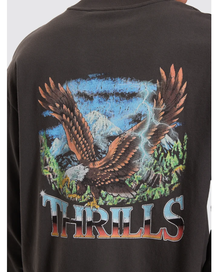 Thrills Seen & Heard Oversize Box Crop Long Sleeve Tee Dark Merch Black