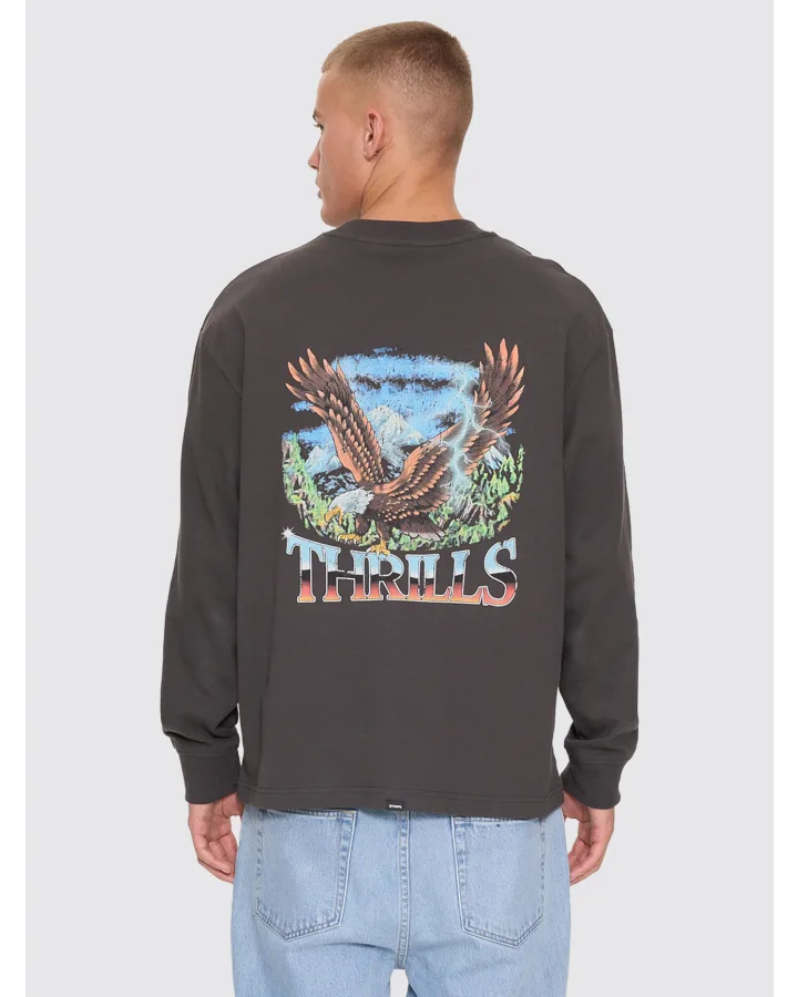 Thrills Seen & Heard Oversize Box Crop Long Sleeve Tee Dark Merch Black