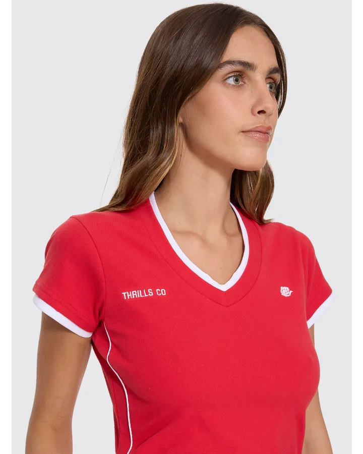 Thrills Tournament Of Roses V Neck Club Tee - Winning Red