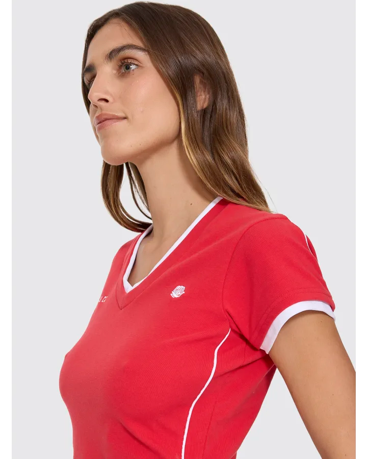 Thrills Tournament Of Roses V Neck Club Tee - Winning Red