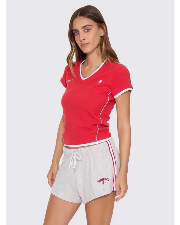 Thrills Tournament Of Roses V Neck Club Tee - Winning Red