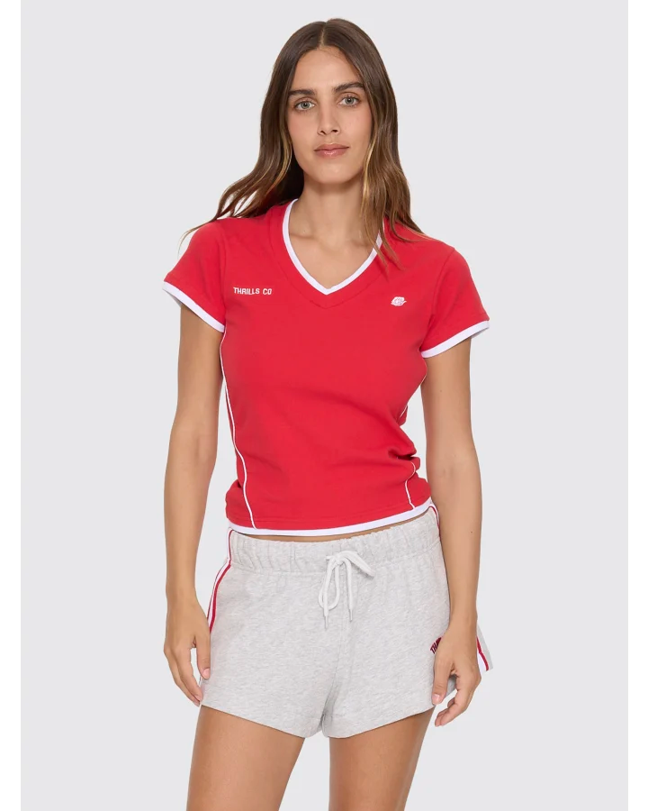 Thrills Tournament Of Roses V Neck Club Tee - Winning Red